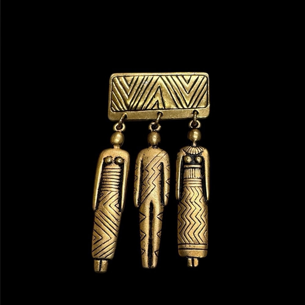 Vintage Laurel Burch 3 women gold pin